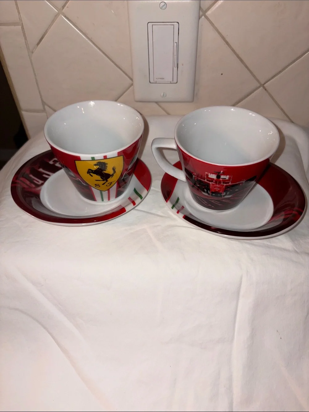 HTF NWOB set of 2 Ferrari cappuccino Cups and Saucers